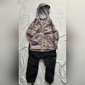 Therm Midseason Grey Dinosaur Rain Coat and Black Pants 4T Waterproof FallSpring